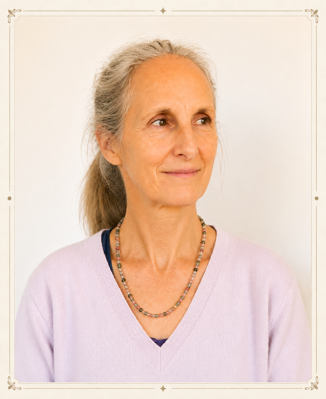 Portrait of Barbara Schiess looking gently to the side